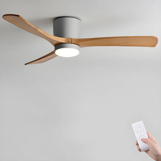 Ceiling Fan with Wooden Blades and LED Light