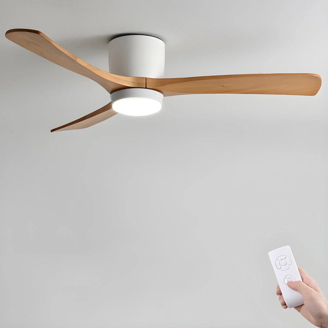 Ceiling Fan with Wooden Blades and LED Light