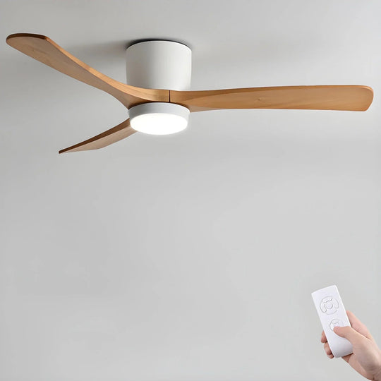 Ceiling Fan with Wooden Blades and LED Light