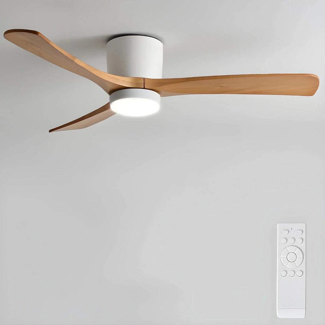 Ceiling Fan with Wooden Blades and LED Light