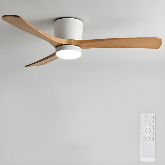 Ceiling Fan with Wooden Blades and LED Light
