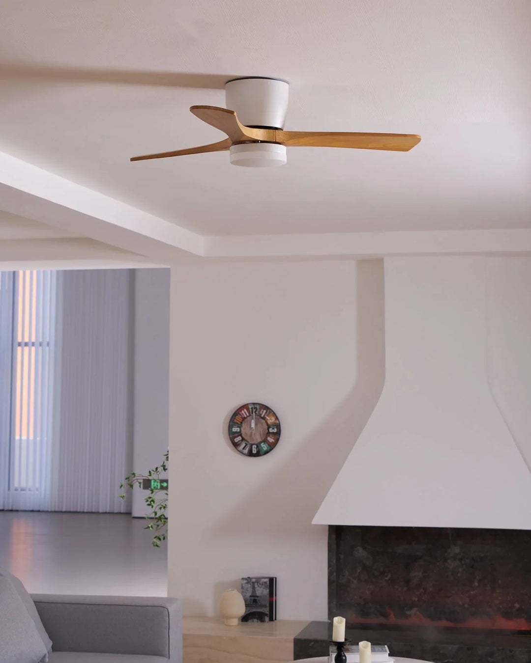 Ceiling Fan with Wooden Blades and LED Light