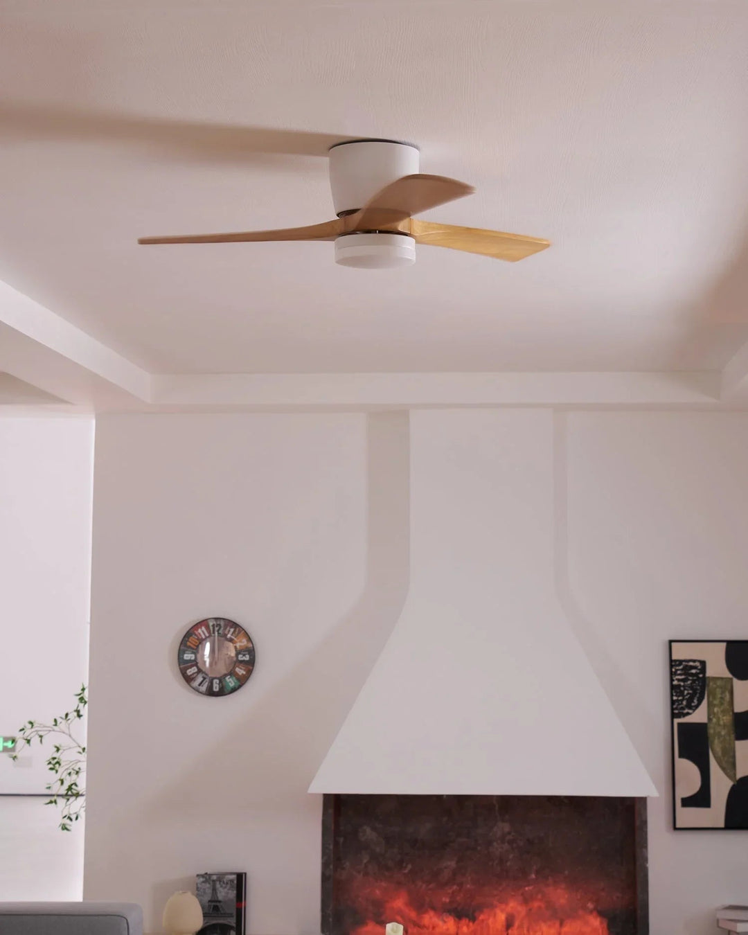 Ceiling Fan with Wooden Blades and LED Light