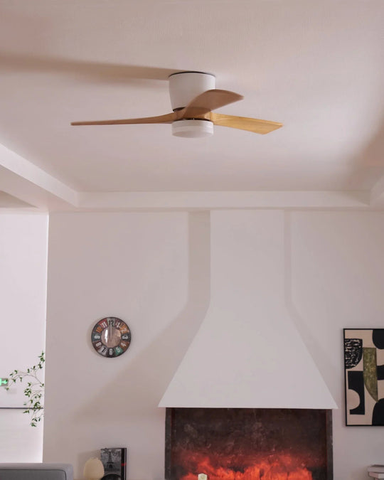Ceiling Fan with Wooden Blades and LED Light