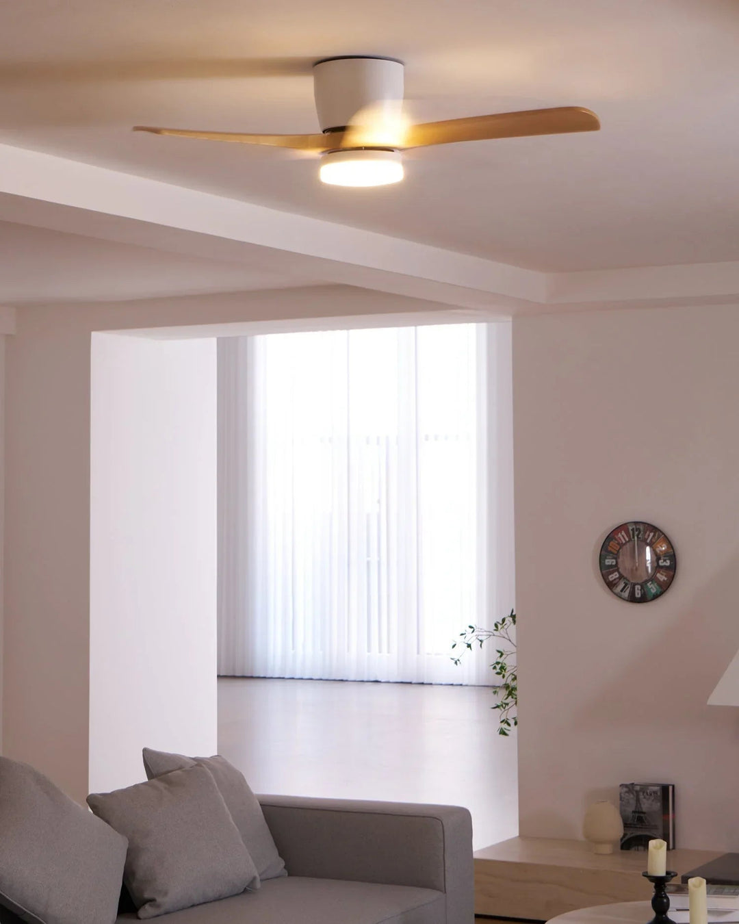 Ceiling Fan with Wooden Blades and LED Light