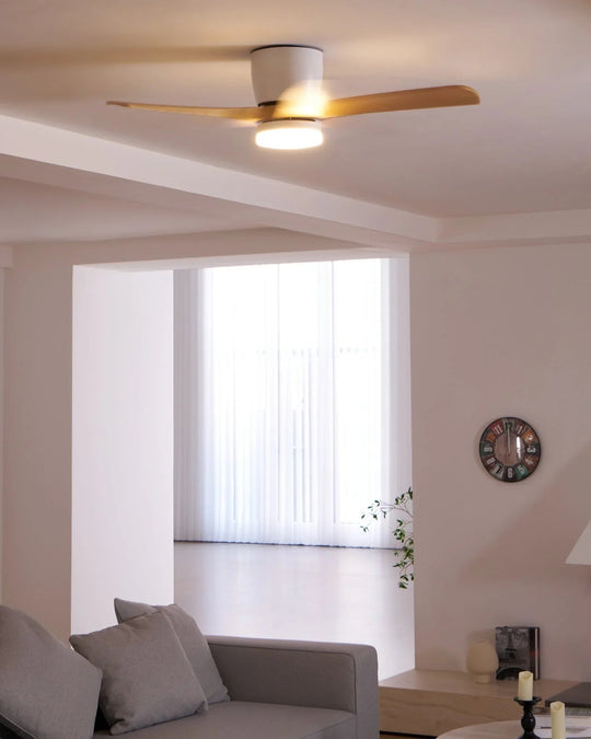 Ceiling Fan with Wooden Blades and LED Light