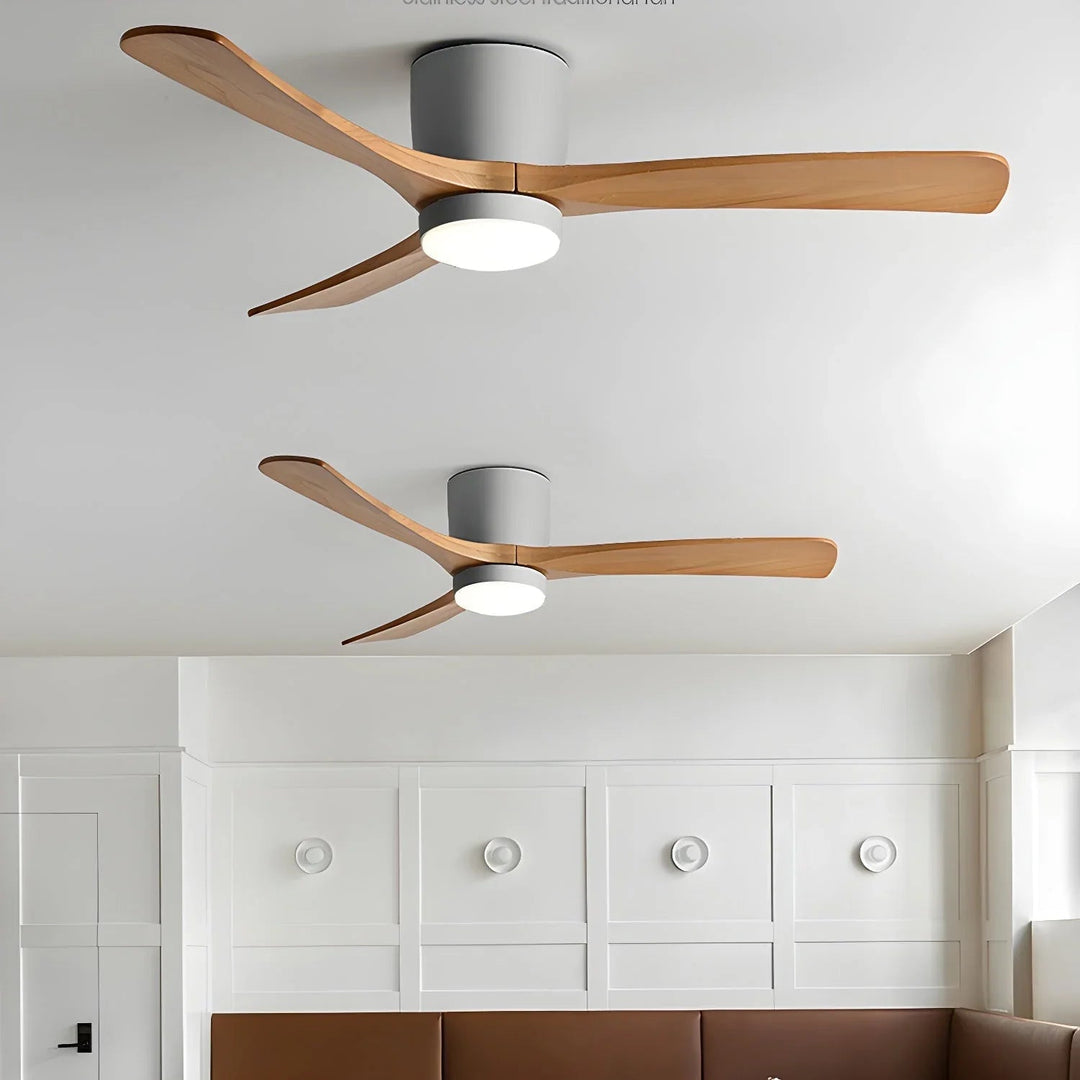 Ceiling Fan with Wooden Blades and LED Light