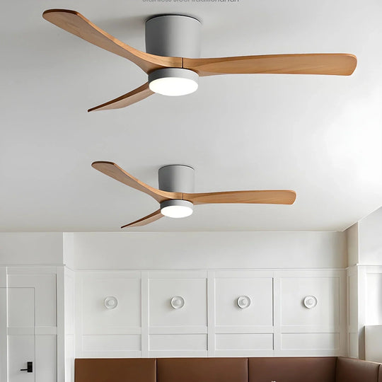 Ceiling Fan with Wooden Blades and LED Light