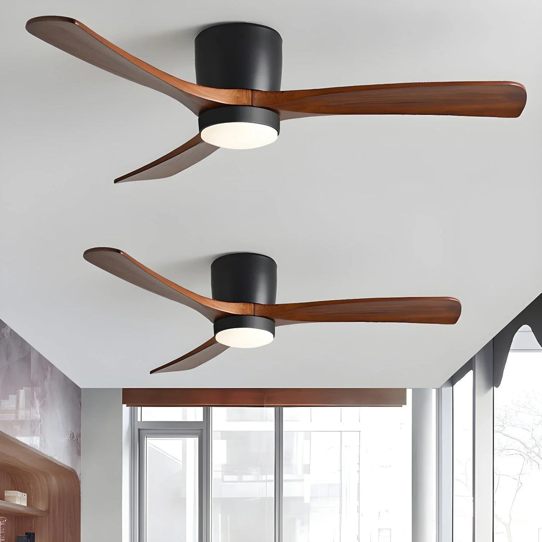 Ceiling Fan with Wooden Blades and LED Light