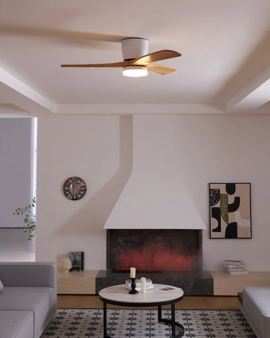 Ceiling Fan with Wooden Blades and LED Light
