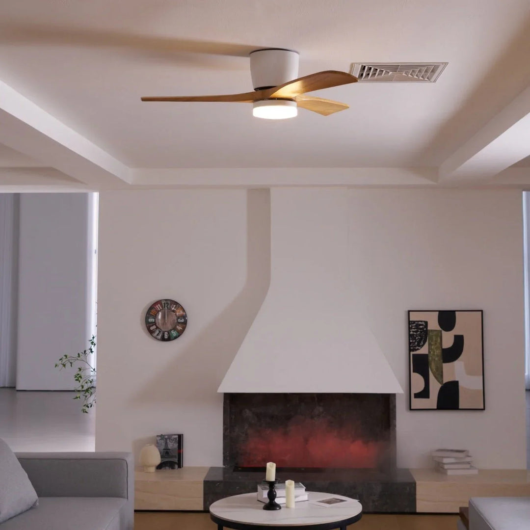 Ceiling Fan with Wooden Blades and LED Light