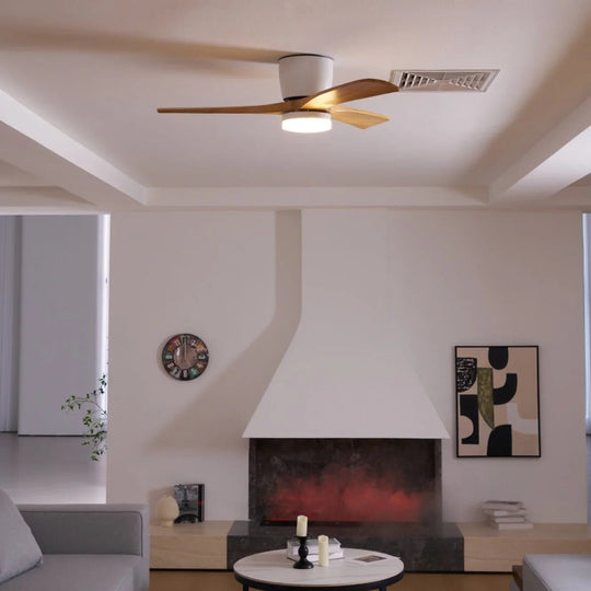 Ceiling Fan with Wooden Blades and LED Light