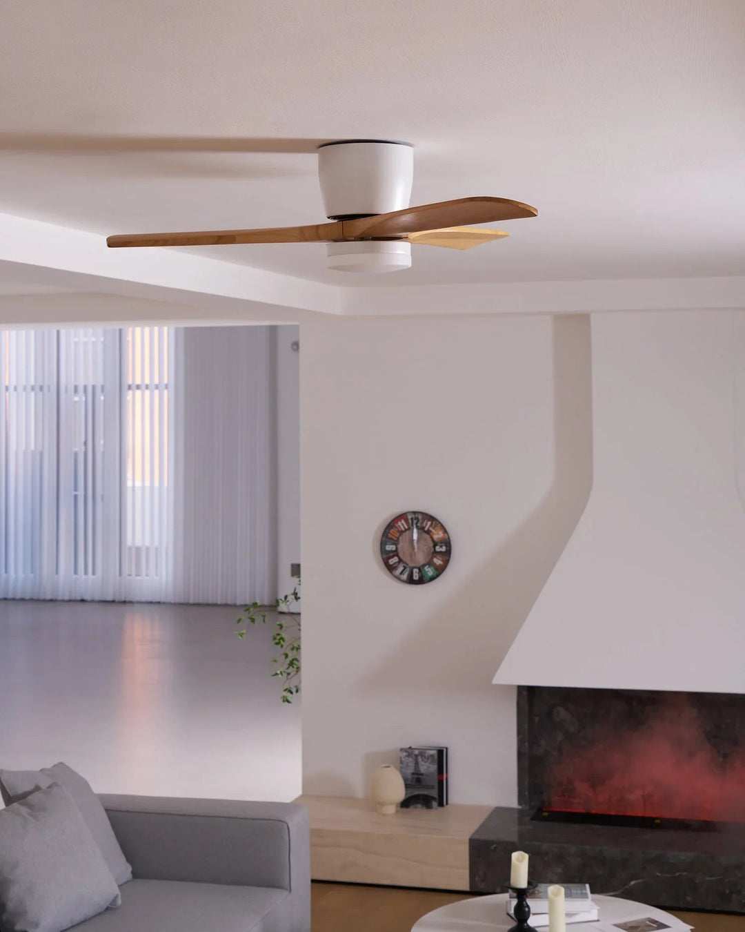 Ceiling Fan with Wooden Blades and LED Light