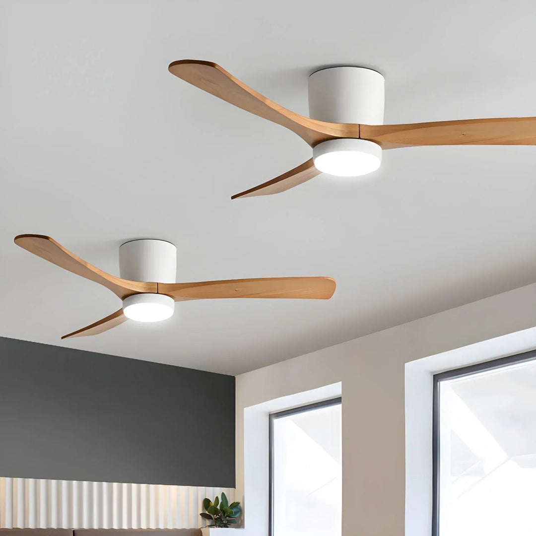 Ceiling Fan with Wooden Blades and LED Light