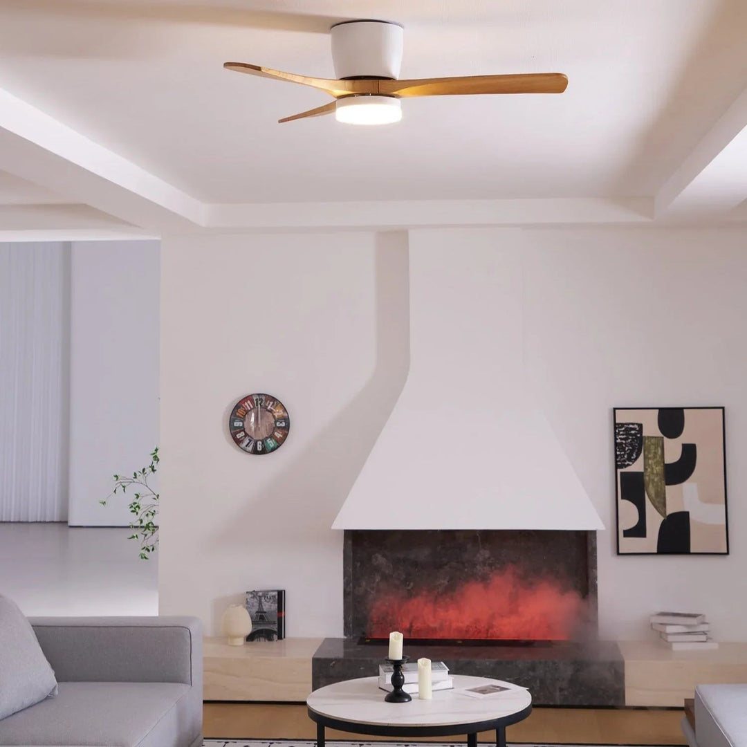 Ceiling Fan with Wooden Blades and LED Light