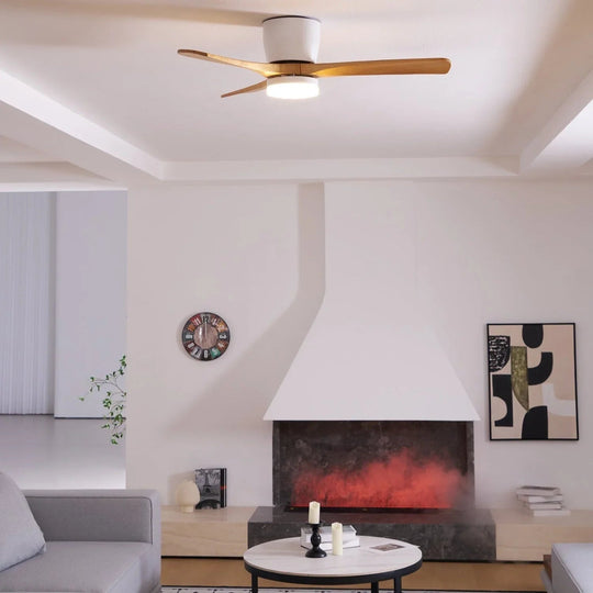 Ceiling Fan with Wooden Blades and LED Light
