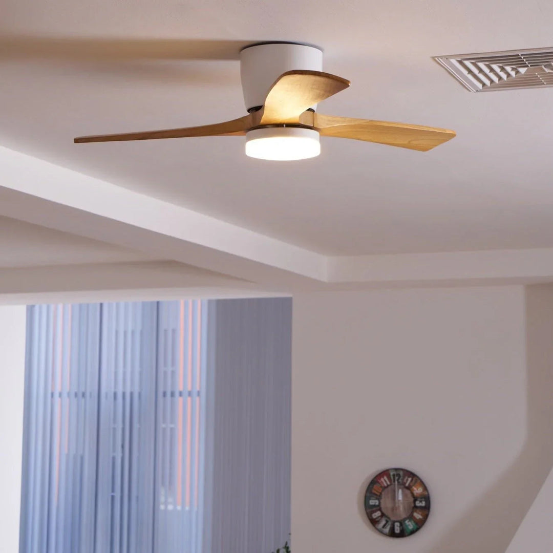 Ceiling Fan with Wooden Blades and LED Light