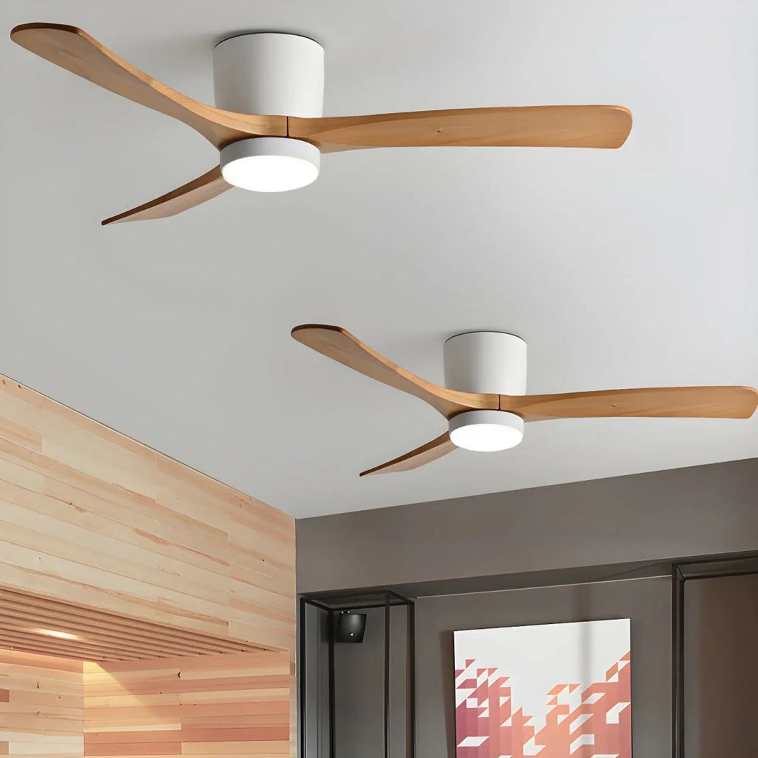 Ceiling Fan with Wooden Blades and LED Light