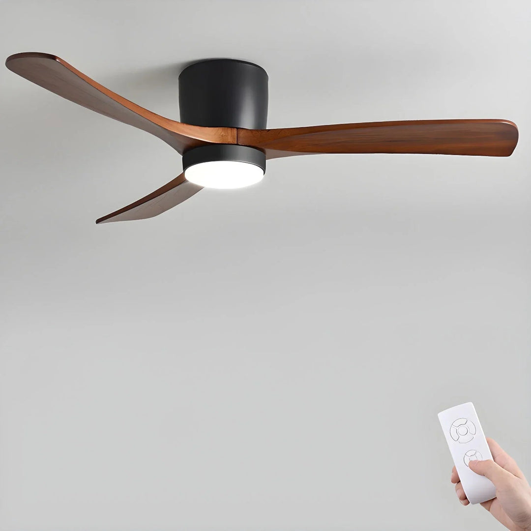 Ceiling Fan with Wooden Blades and LED Light