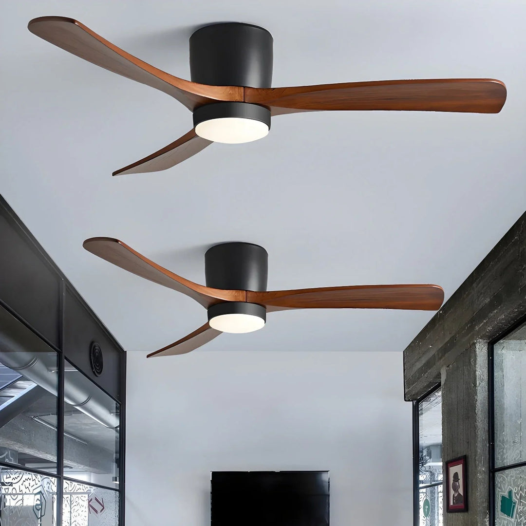 Ceiling Fan with Wooden Blades and LED Light