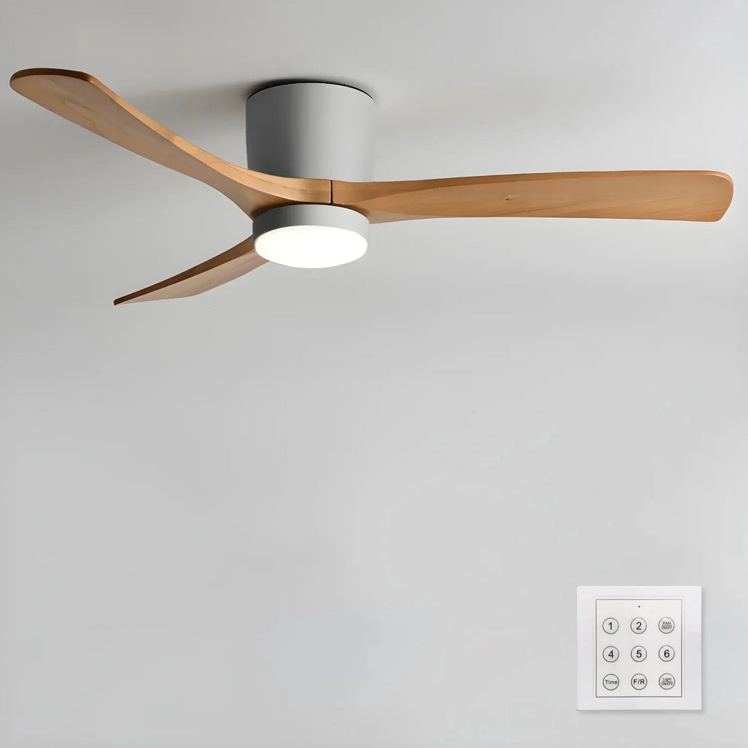 Ceiling Fan with Wooden Blades and LED Light