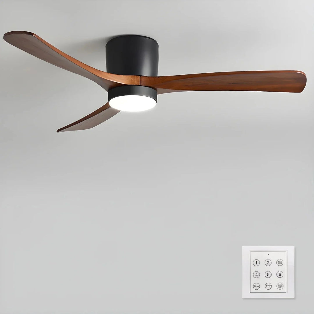 Ceiling Fan with Wooden Blades and LED Light