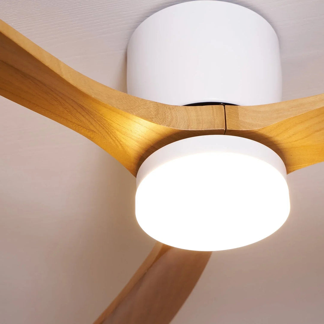Ceiling Fan with Wooden Blades and LED Light