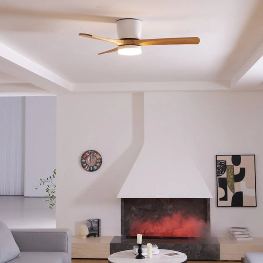 Ceiling Fan with Wooden Blades and LED Light