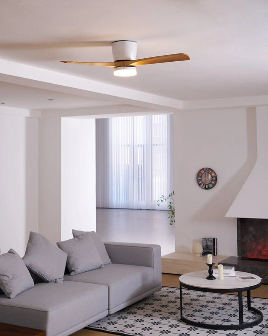Ceiling Fan with Wooden Blades and LED Light