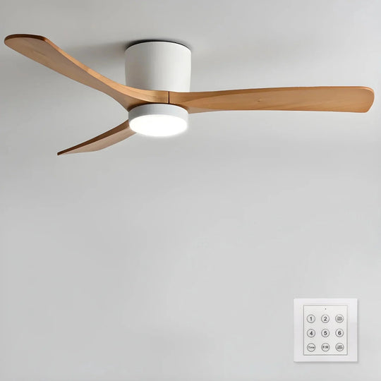 Ceiling Fan with Wooden Blades and LED Light