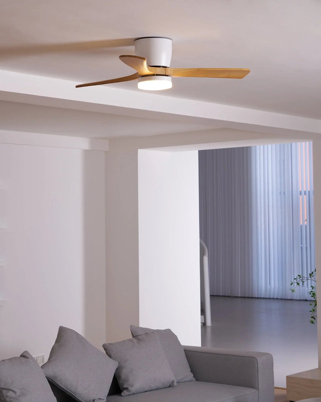 Ceiling Fan with Wooden Blades and LED Light