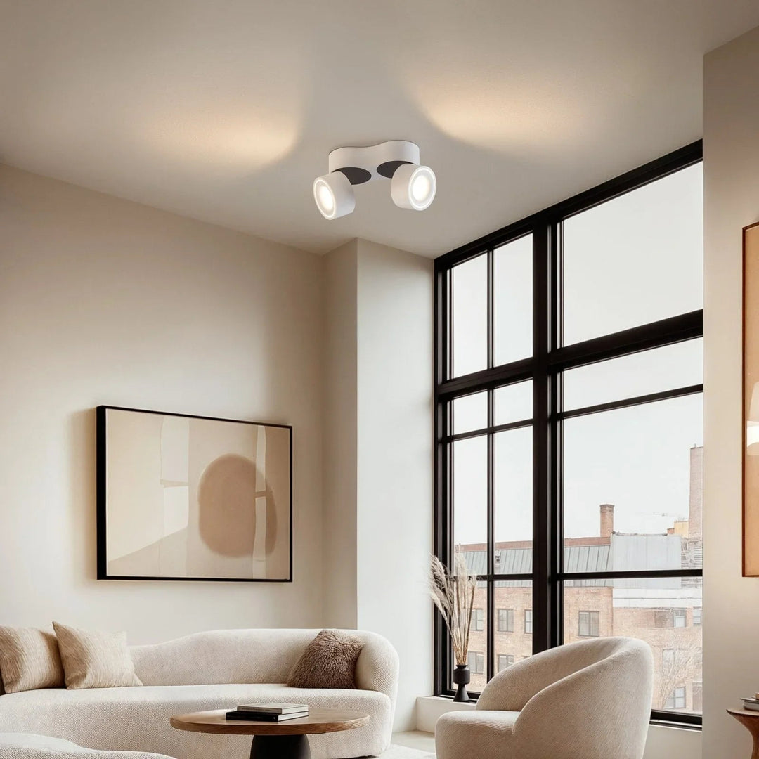 Ceiling Light Fixture with Adjustable Spotlights and LED Bulbs