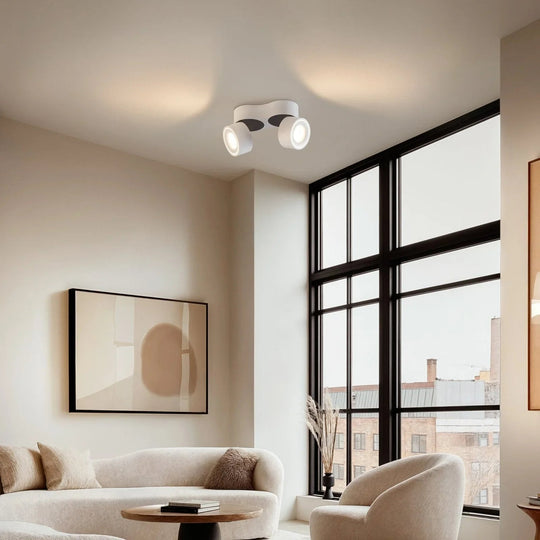 Ceiling Light Fixture with Adjustable Spotlights and LED Bulbs