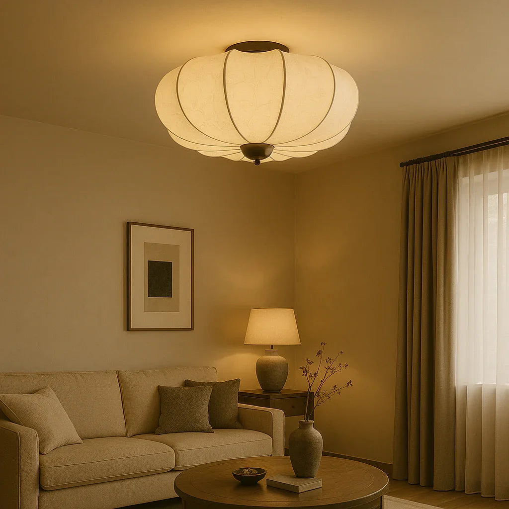 Ceiling Light with Silk Shade and Modern Style