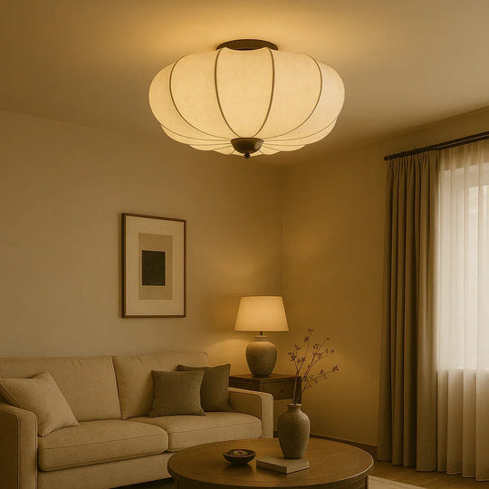 Ceiling Light with Silk Shade and Modern Style