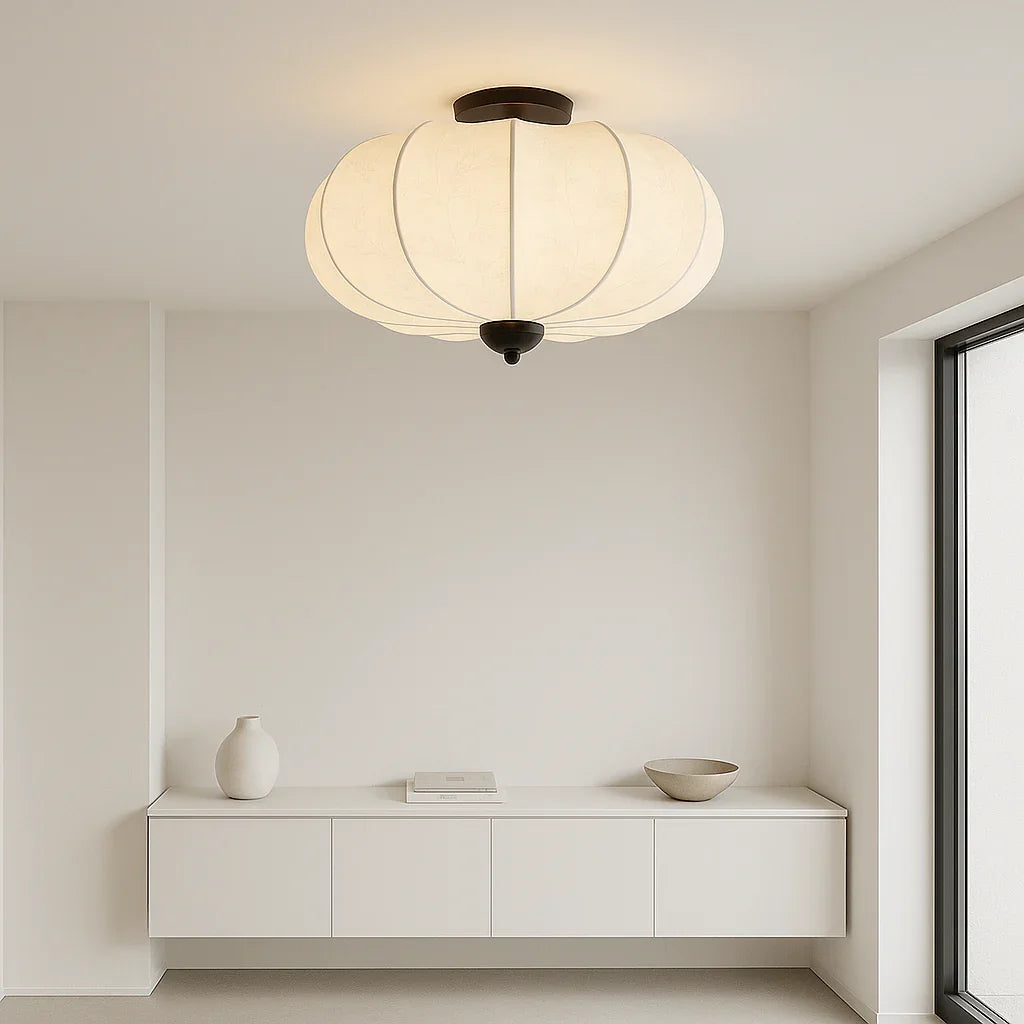 Ceiling Light with Silk Shade and Modern Style