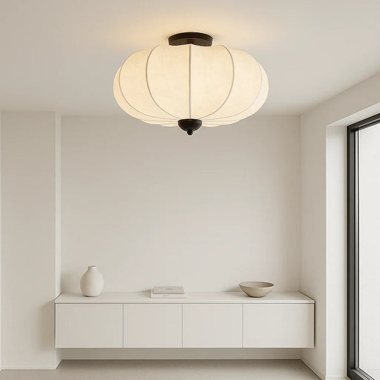 Ceiling Light with Silk Shade and Modern Style
