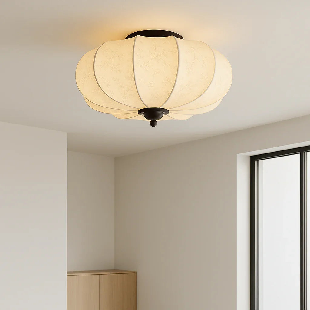 Ceiling Light with Silk Shade and Modern Style