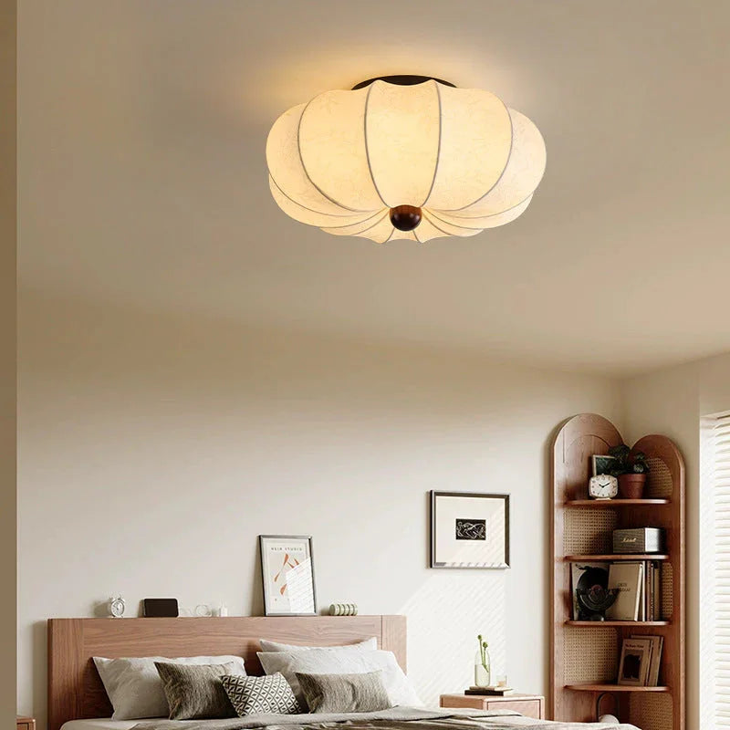 Ceiling Light with Silk Shade and Modern Style