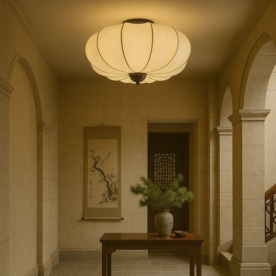 Ceiling Light with Silk Shade and Modern Style