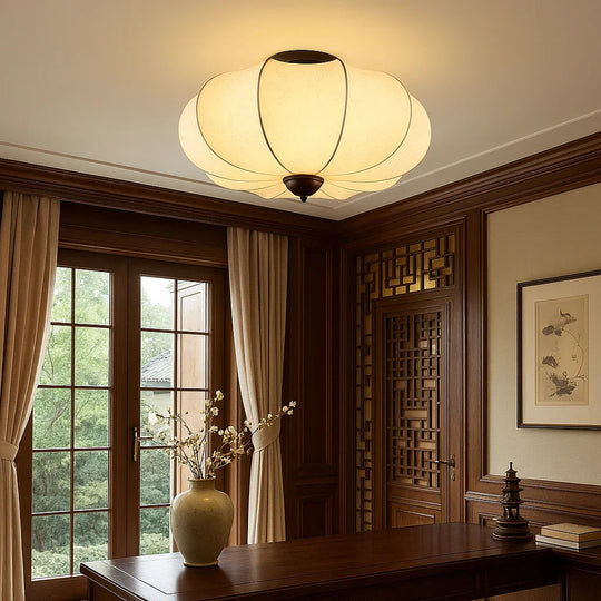 Ceiling Light with Silk Shade and Modern Style