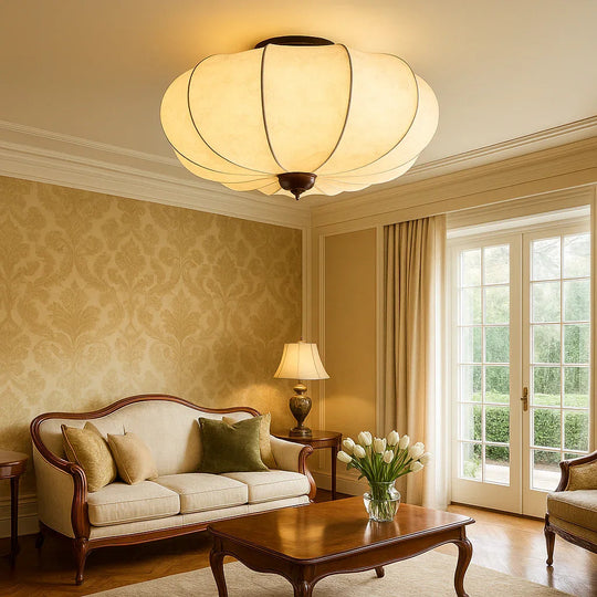 Ceiling Light with Silk Shade and Modern Style