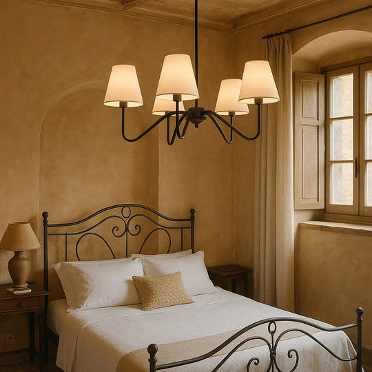 Chandelier with Silk Design and LED Lighting