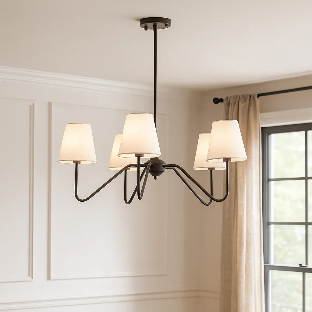 Chandelier with Silk Design and LED Lighting