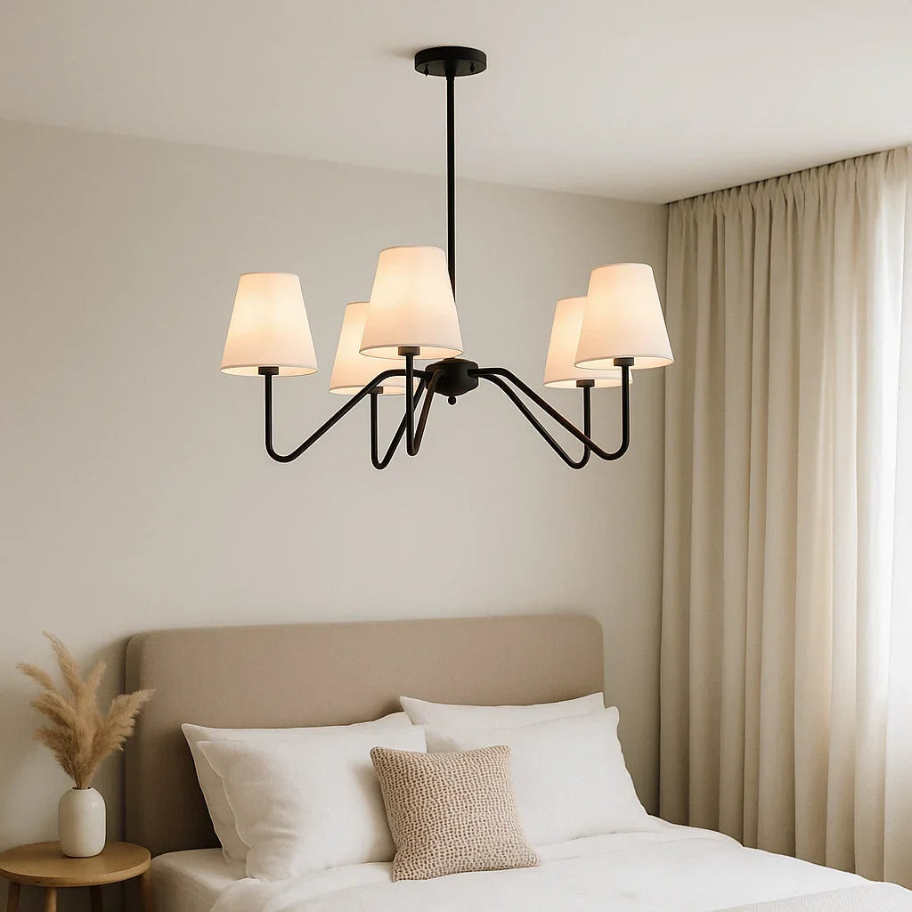 Chandelier with Silk Design and LED Lighting