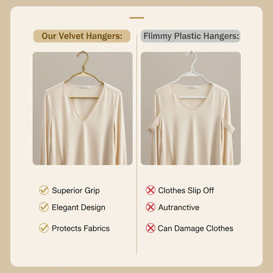 Clothes Hangers with Anti-Slip Velvet Coating and Metallic Finish