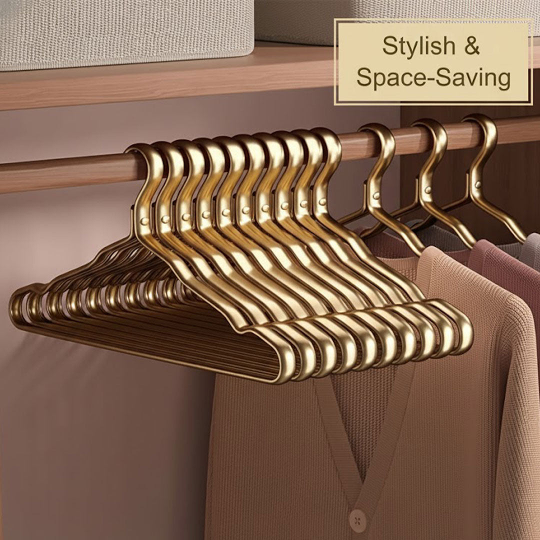 Clothes Hangers with Anti-Slip Velvet Coating and Metallic Finish