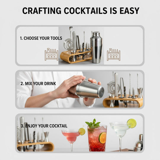 Cocktail Shaker Set with Stainless Steel and Bar Tools