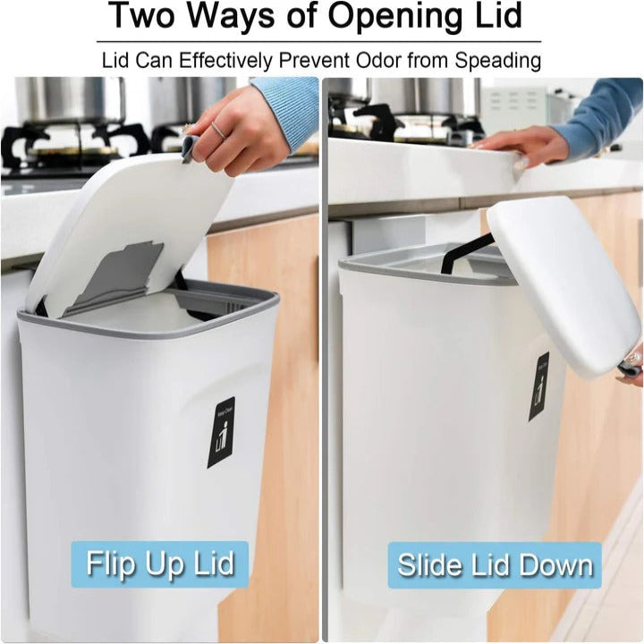 Compost Bin with Over-Door Hook and Adhesive Mounting