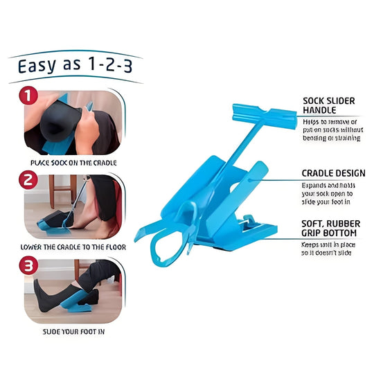 Compression Stocking Aid with Long Handle and Dressing Support